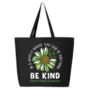 Be Kind Green Ribbon Sunflower Mental Health Awareness 25L Jumbo Tote