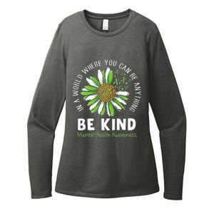 Be Kind Green Ribbon Sunflower Mental Health Awareness Womens CVC Long Sleeve Shirt