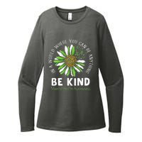 Be Kind Green Ribbon Sunflower Mental Health Awareness Womens CVC Long Sleeve Shirt