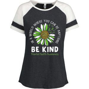 Be Kind Green Ribbon Sunflower Mental Health Awareness Enza Ladies Jersey Colorblock Tee