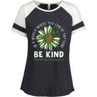 Be Kind Green Ribbon Sunflower Mental Health Awareness Enza Ladies Jersey Colorblock Tee