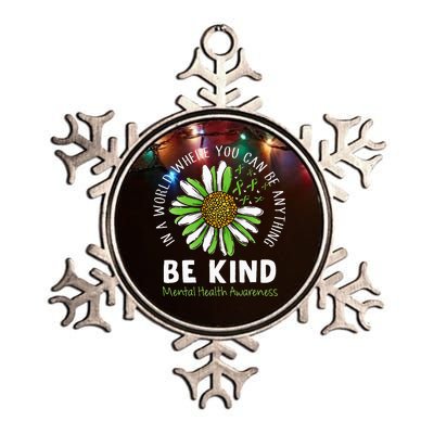 Be Kind Green Ribbon Sunflower Mental Health Awareness Metallic Star Ornament