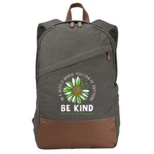 Be Kind Green Ribbon Sunflower Mental Health Awareness Cotton Canvas Backpack