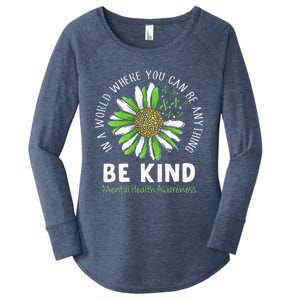 Be Kind Green Ribbon Sunflower Mental Health Awareness Women's Perfect Tri Tunic Long Sleeve Shirt