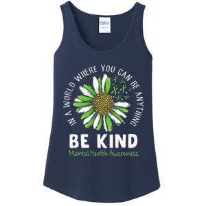 Be Kind Green Ribbon Sunflower Mental Health Awareness Ladies Essential Tank