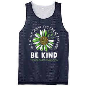 Be Kind Green Ribbon Sunflower Mental Health Awareness Mesh Reversible Basketball Jersey Tank