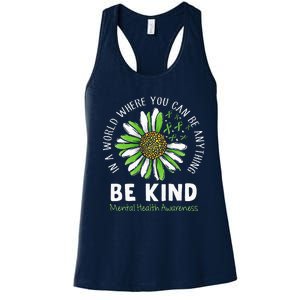 Be Kind Green Ribbon Sunflower Mental Health Awareness Women's Racerback Tank