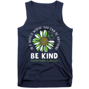 Be Kind Green Ribbon Sunflower Mental Health Awareness Tank Top