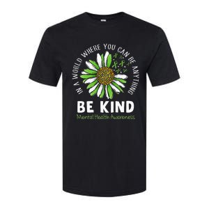 Be Kind Green Ribbon Sunflower Mental Health Awareness Softstyle CVC T-Shirt