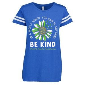 Be Kind Green Ribbon Sunflower Mental Health Awareness Enza Ladies Jersey Football T-Shirt