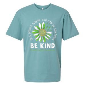 Be Kind Green Ribbon Sunflower Mental Health Awareness Sueded Cloud Jersey T-Shirt