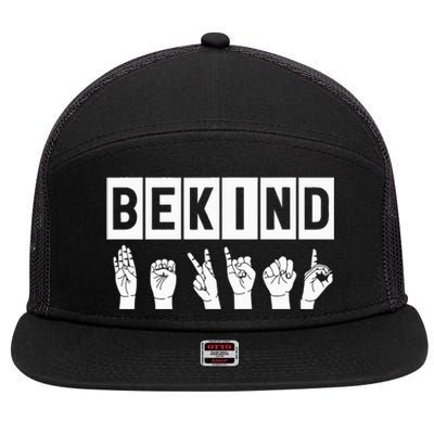 Be Kind Hand Sign Stop Bullying Unity Day Orange 7 Panel Mesh Trucker Snapback Hat