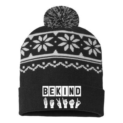 Be Kind Hand Sign Stop Bullying Unity Day Orange USA-Made Snowflake Beanie