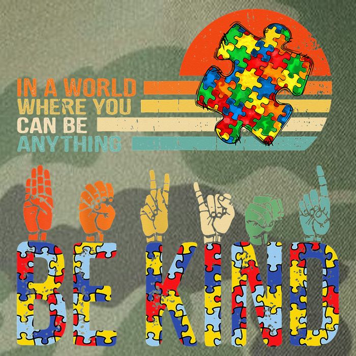 Be Kind Hand Sign Language ASL Puzzle Autism Legacy Tie Dye Trucker Hat