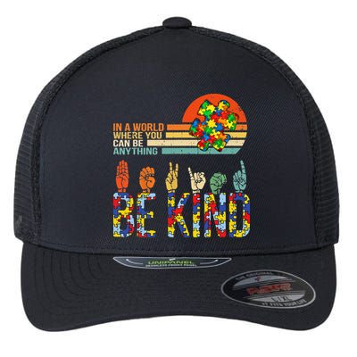 Be Kind Hand Sign Language ASL Puzzle Autism Flexfit Unipanel Trucker Cap