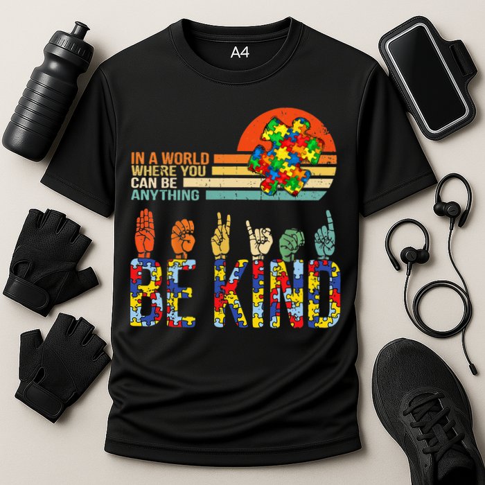 Be Kind Hand Sign Language ASL Puzzle Autism Performance Shirt