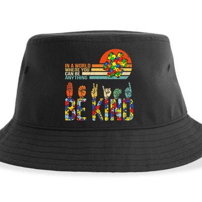 Be Kind Hand Sign Language ASL Puzzle Autism Sustainable Bucket Hat
