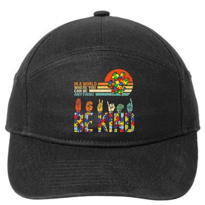 Be Kind Hand Sign Language ASL Puzzle Autism 7-Panel Snapback Hat