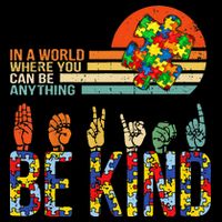Be Kind Hand Sign Language ASL Puzzle Autism 7-Panel Snapback Hat