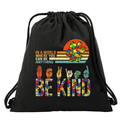 Be Kind Hand Sign Language ASL Puzzle Autism Drawstring Bag