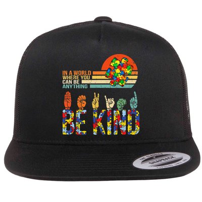 Be Kind Hand Sign Language ASL Puzzle Autism Flatbill Hat