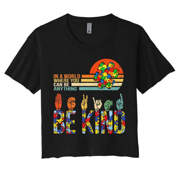 Be Kind Hand Sign Language ASL Puzzle Autism Crop Top