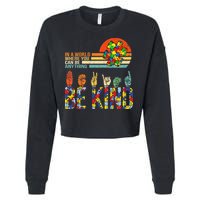 Be Kind Hand Sign Language ASL Puzzle Autism Cropped Pullover Crew