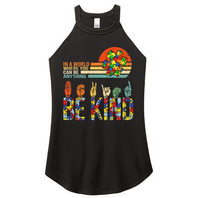 Be Kind Hand Sign Language ASL Puzzle Autism Women's Perfect Tri Rocker Tank