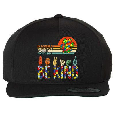 Be Kind Hand Sign Language ASL Puzzle Autism Wool Snapback Cap