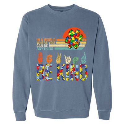 Be Kind Hand Sign Language ASL Puzzle Autism Garment-Dyed Sweatshirt