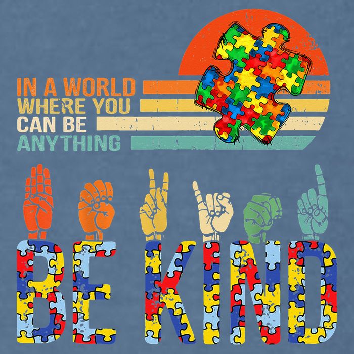 Be Kind Hand Sign Language ASL Puzzle Autism Garment-Dyed Sweatshirt