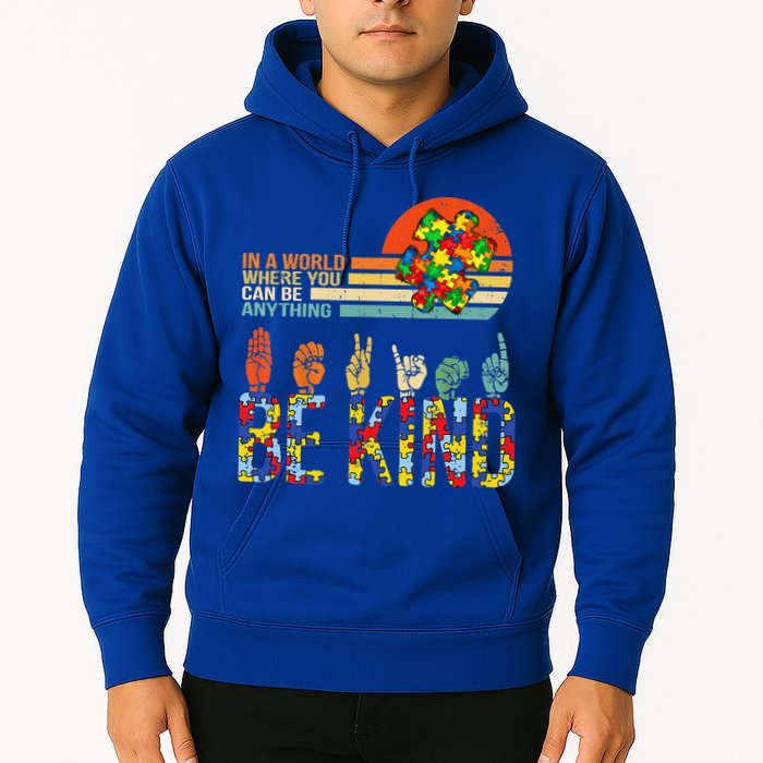 Be Kind Hand Sign Language ASL Puzzle Autism Hoodie
