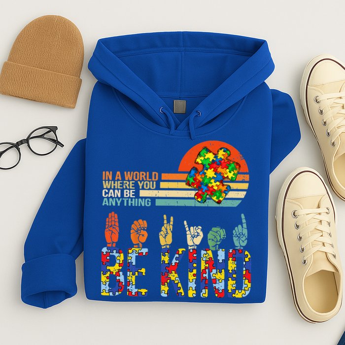 Be Kind Hand Sign Language ASL Puzzle Autism Hoodie