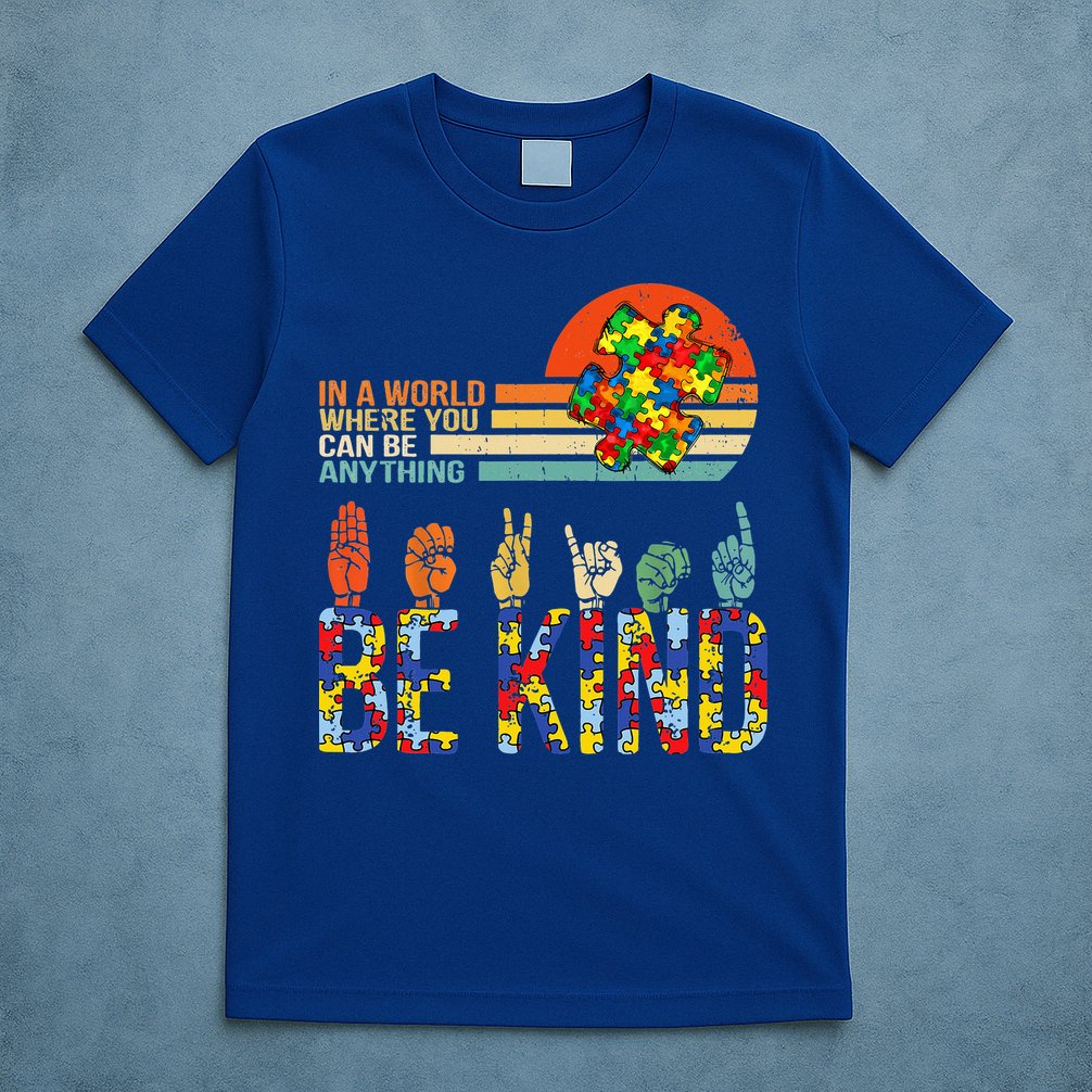 Be Kind Hand Sign Language ASL Puzzle Autism T-Shirt