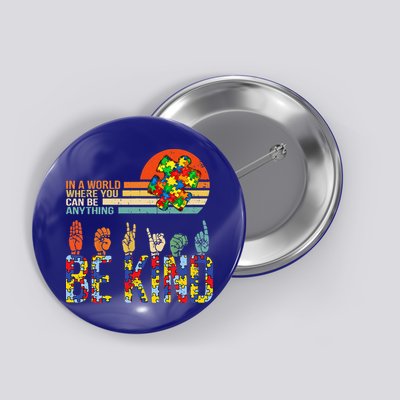 Be Kind Hand Sign Language ASL Puzzle Autism Button