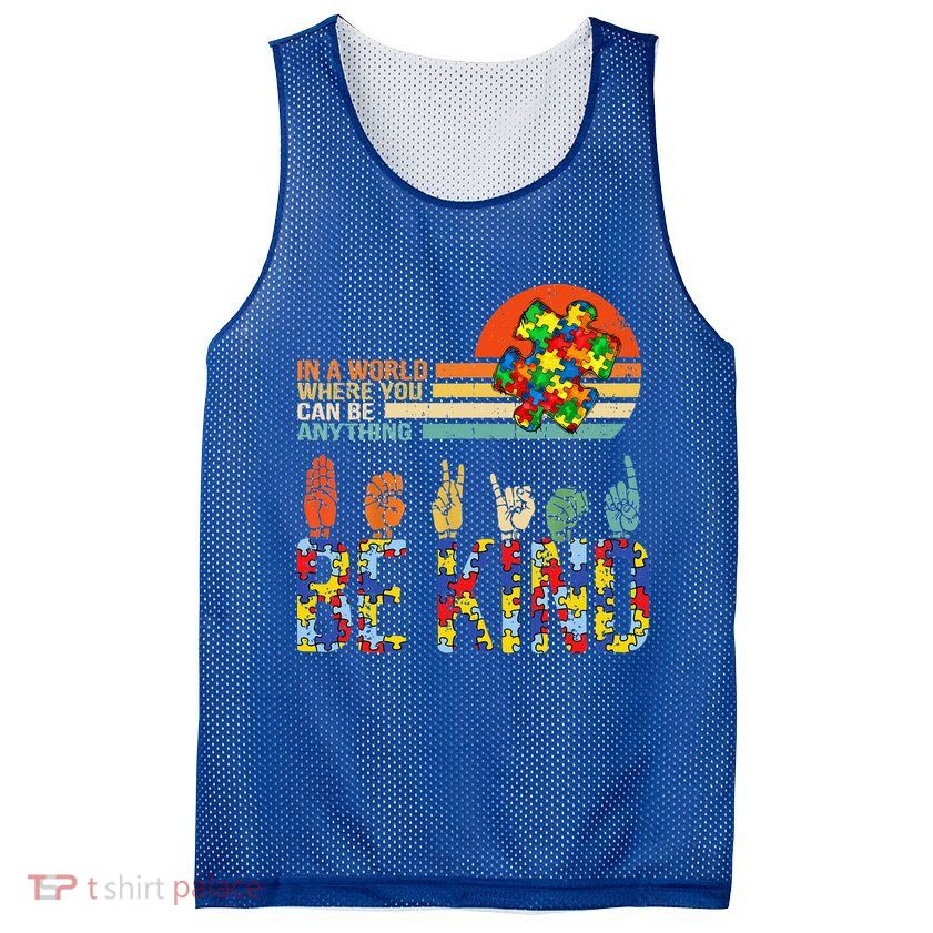 Be Kind Hand Sign Language ASL Puzzle Autism Mesh Reversible Basketball Jersey Tank