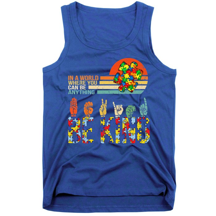Be Kind Hand Sign Language ASL Puzzle Autism Tank Top
