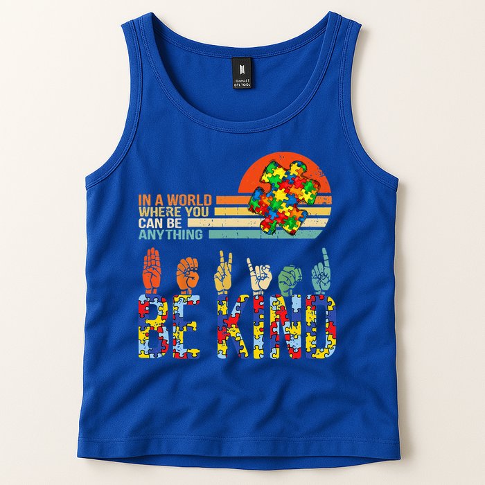 Be Kind Hand Sign Language ASL Puzzle Autism Tank Top
