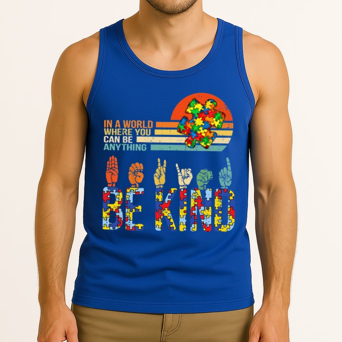 Be Kind Hand Sign Language ASL Puzzle Autism Tank Top