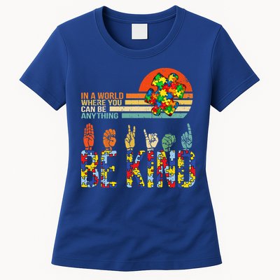 Be Kind Hand Sign Language ASL Puzzle Autism Womens T-Shirt