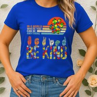 Be Kind Hand Sign Language ASL Puzzle Autism Womens T-Shirt