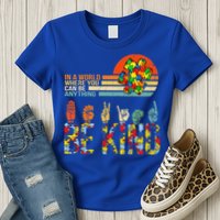 Be Kind Hand Sign Language ASL Puzzle Autism Womens T-Shirt