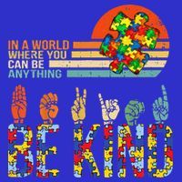 Be Kind Hand Sign Language ASL Puzzle Autism Short Acrylic Beanie