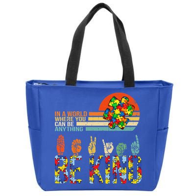 Be Kind Hand Sign Language ASL Puzzle Autism Zip Tote Bag