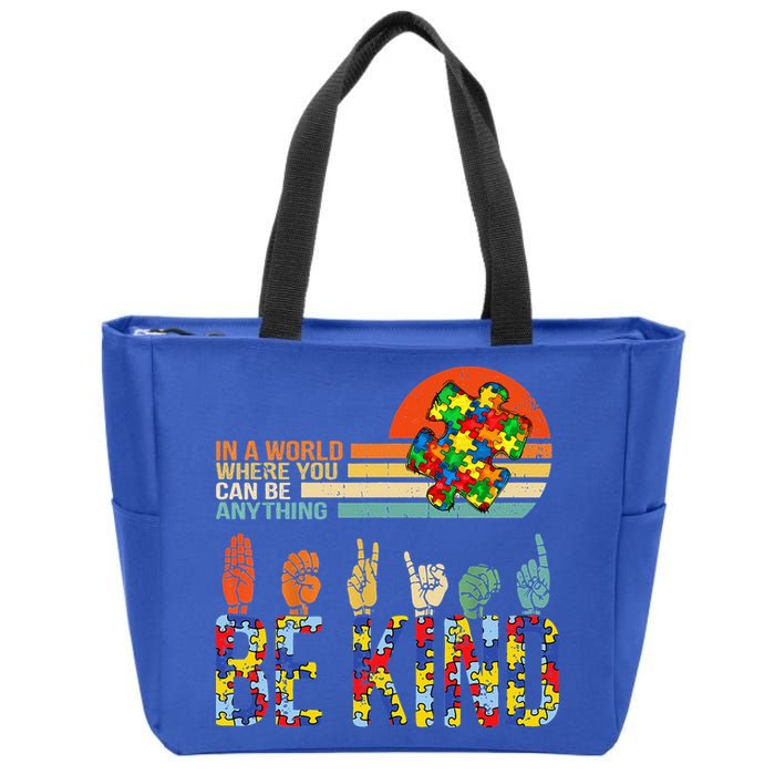 Be Kind Hand Sign Language ASL Puzzle Autism Zip Tote Bag
