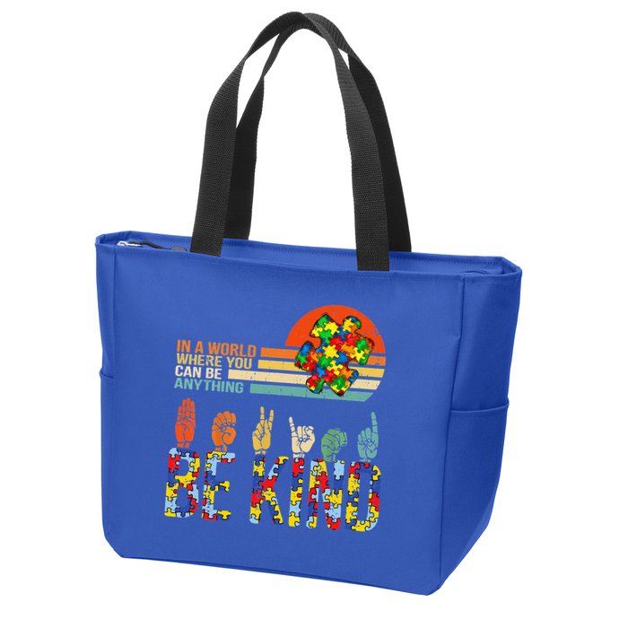 Be Kind Hand Sign Language ASL Puzzle Autism Zip Tote Bag