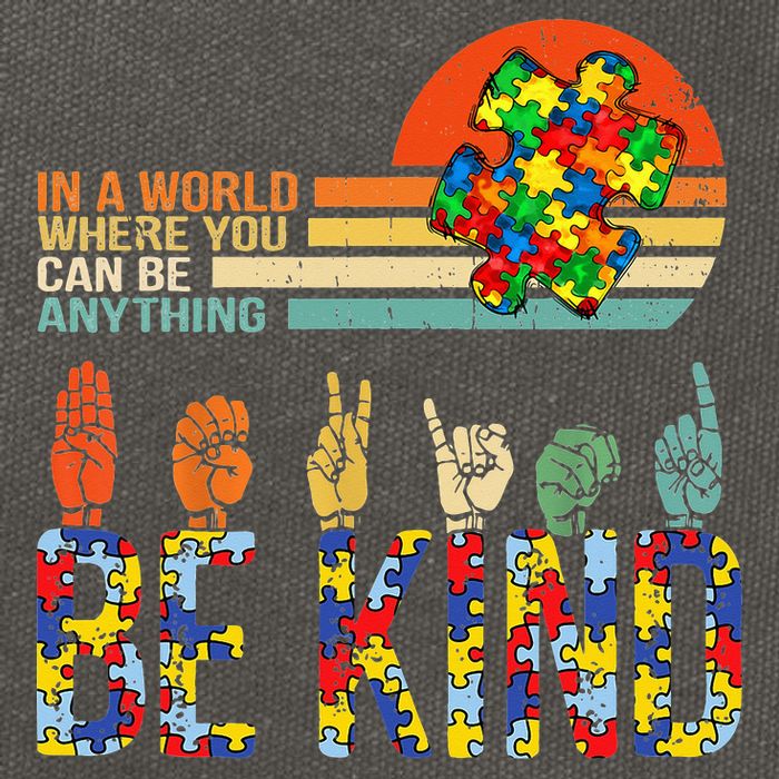 Be Kind Hand Sign Language ASL Puzzle Autism Cotton Canvas Backpack