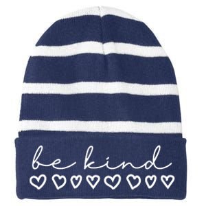 Be Kind Hearts Anti Bullying Striped Beanie with Solid Band