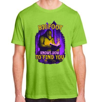 Bigfoot Knows How To Find You Loves To Read Cool Gift Adult ChromaSoft Performance T-Shirt