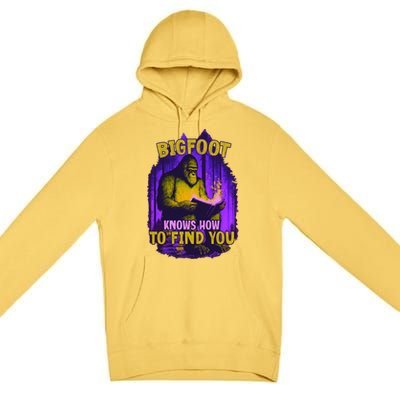 Bigfoot Knows How To Find You Loves To Read Cool Gift Premium Pullover Hoodie